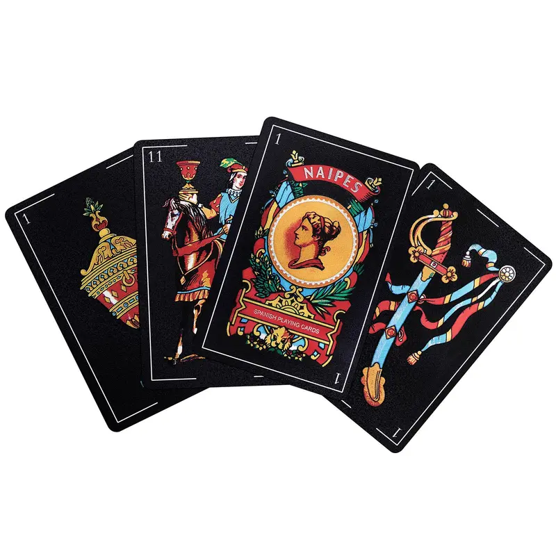 Spanish Playing Cards, Original Spanish Cards Games Deck of Cards, Briscas Cards Puerto Rico, Mexican Playing Cards (Black-Gold Foil - 1)