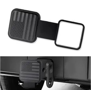 DIBMS Trailer Hitch Covers - Unique US Flag Tow Hitch Covers 2 Inch with Square Mouth for Car Decorations & Protections,Rubber Hitch Receiver Cover Fits Car Truck Accessories (US Flag/Black)