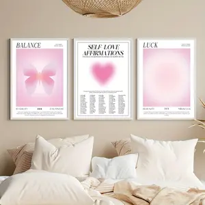 3pcs Pink Violet Aura Poster Aura Graident Spiritual Wall Art  Artwork Wall Painting for Bedroom Office Living Room Home Wall Decor  NO Frame 15.7X23.6 inch