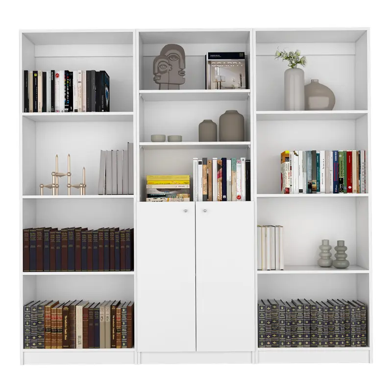 Oasis 3 Piece Living Room Set with 3 Bookcases, White, Bookcase Shelf for CDs/Movies/Books, Home Office Bookcase Shelf Storage Organizer, Modern Book Shelf for Bedroom/Living Room/Home Office