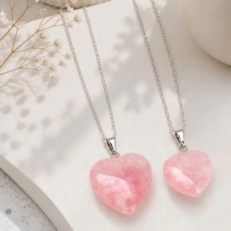 Rose quartz necklace 100% rose quartz stone