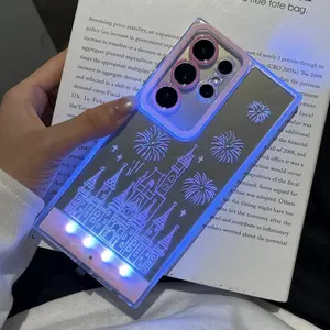 LED Light Up Case for Samsung Galaxy S25/S24 Ultra & A56/A55/A36/A35, Fantasy Castle Fireworks Design, Shockproof Protective Cover, Slim Stylish Phone Case for Daily Use