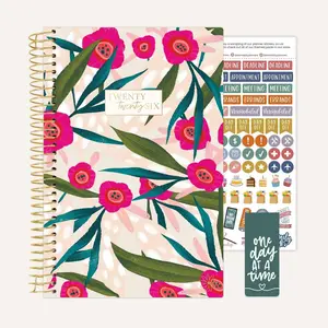 Bloom 2026 Soft Cover Planner 5.5" x 8.25" Pink Poppies with Habit Tracking & Life-Coaching Pages for Year-Round Planning