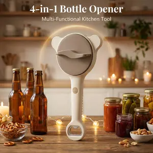 Upgraded 4-in-1 Jar & Bottle Opener with Magnetic Stainless Steel Can Opener – Adjustable Grip (1-3.5"), Extra-Long Ergonomic Handle for Easy Opening – Ideal for Seniors & Weak Hands