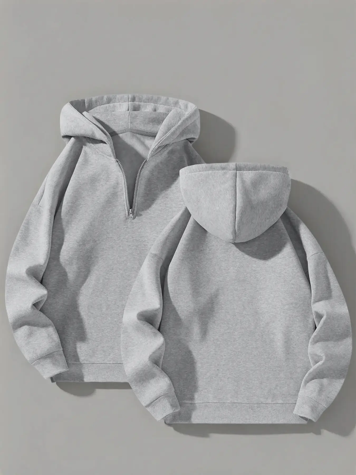 Men's Trendy Hooded Sweatshirt, Casual Comfortable Pullover with Zipper Collar, Fashion Sportswear for Fall & Winter