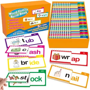 Zazopup Read and Rhyme Flip Books 30 Word Family Flash Cards for Early Literacy Phonics Games Sight Word Vocabulary Building，Educational Books and Educational Tools for K-12 Colorful