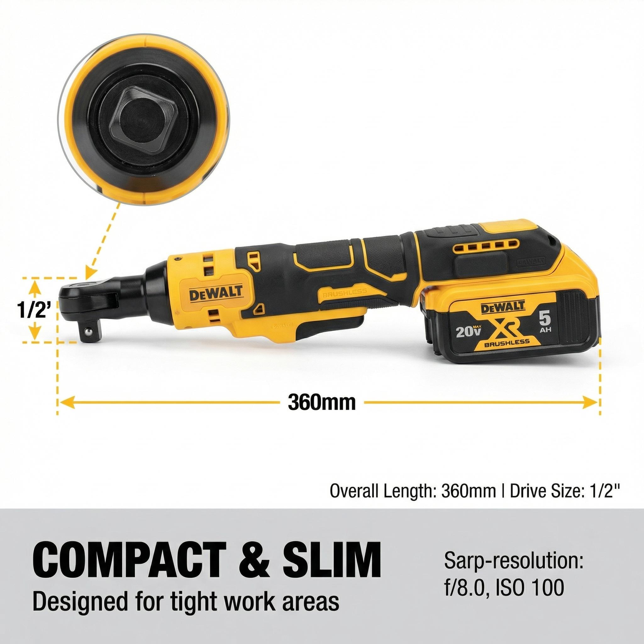 Dewalt DCF512 1/2 Drive Ratchet Wrench  One Battery Charger Tight Space Work Electric Wrench Cordless Lithium Nailer Kit