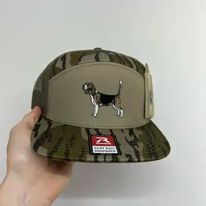 Richardson Beagle 7 PANEL Bottomland Camo Richardson Duck Bill Embroidered Hat for Adults Adjustable Snapback Fit Breathable Mesh Back