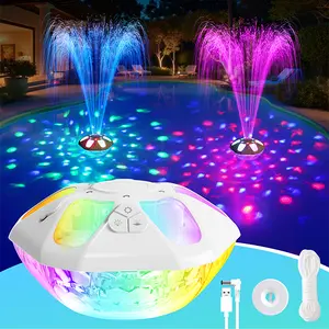 Floating Pool Fountain, Rechargeable Floating Pool Fountain with Light Show,Above Ground Pools Water Fountains Pump with Anchor,Swimming Inground Pools Fountains for Pond