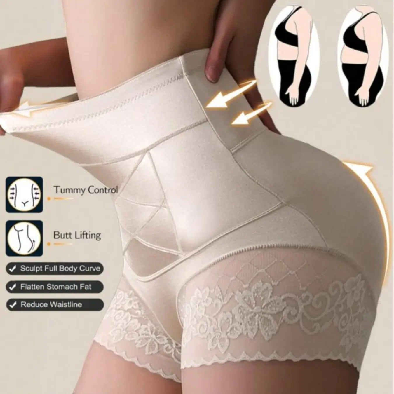Women's Plain High Waist Sports Panty,  Tummy Control Hip Lifter Shaper,  Seamless Shapewear for Postpartum Recovery, Womenswear, Athletic