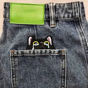 2/1 PCS-Cute Crying Cat Embroidered Fabric Patch, Durable Sticker for Jackets, Jeans, Clothes, Bags, Easy Attach/detach, Personalize Your Style