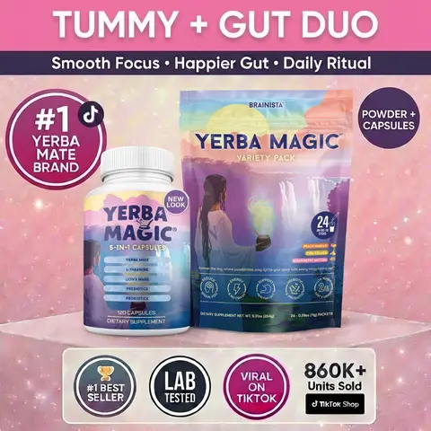 Yerba Magic 2 Pack Bundle: Variety Pack & 5-in-1 Capsules | Yerba Mate, Lion's Mane, L-Theanine, Prebiotics, Probiotics