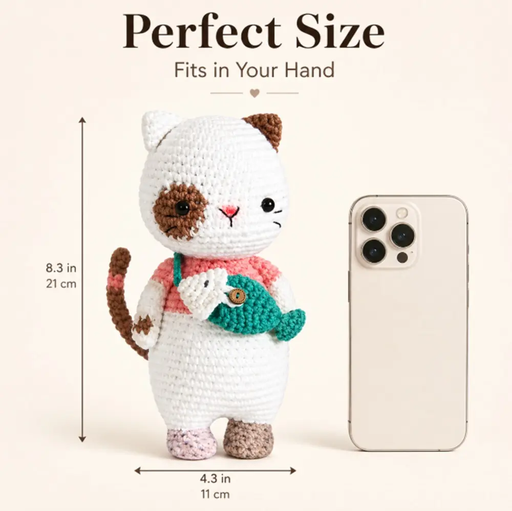 TIKA Beginner Crochet Kit Cat with Step-by-Step Video Tutorials, DIY Amigurumi Animal Crochet Set for Adults