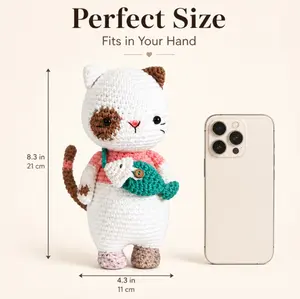 TIKA Beginner Crochet Kit Cat with Step-by-Step Video Tutorials, DIY Amigurumi Animal Crochet Set for Adults