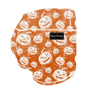 Women's Workout Shorts - Orange Wicked Web - Perfect for Fitness - Bottom, Womenswear