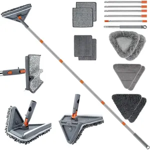 UIMO Wall Cleaner Mop with 94" Long Handle, 2-in-1 & Rectangle Head with Squeegee, 10 Washable Pads, Baseboard Cleaner Tool for Scrubber, Ceilings, Windows,, Fans, Doors, Corners