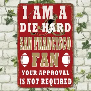 San Francisco Football Fan 8"X12" Metal Tin Sign - Durable, Easy-Hang Wall Art For Man Cave, Bar, Garage & Bathroom Decor