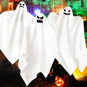 3 Pack Halloween Hanging Ghosts Decor, Outdoor Hanging Ghosts, Ghost of Halloween Decorations, 28" Flying Ghost Halloween Party Decor for Front Yard Patio Lawn Garden Trees Indoor Outside Holiday