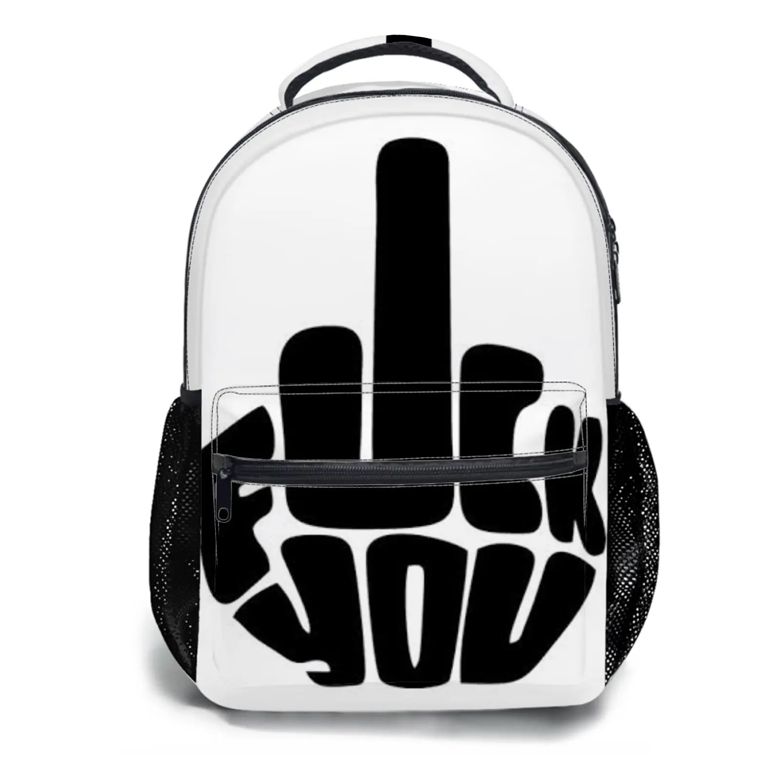 Men's and women's backpacksStudent Schoolbag Childrens Schoolbag High Quality Schoolbag Gift For Anime Bold Middle Finger Graphic Design Durable Fabric And Mesh Side Pockets Suitable For Teens And Casual Daily Use Pack
