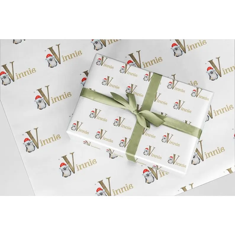 Christmas penguin wrapping paper Personalised A3 eco friendly thick quality gift wrap paper Customised family girl boy kids children PD4U