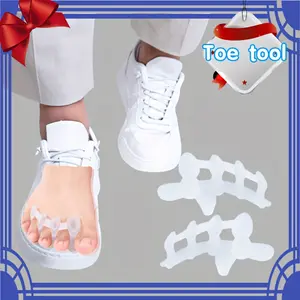 2024 2pcs Silicone Toe Separators Soft Bunion Splints One Size Fits All with 4-Holes Hand Washable Pull-On Closure for Sports Manicure Nail Care Cutics