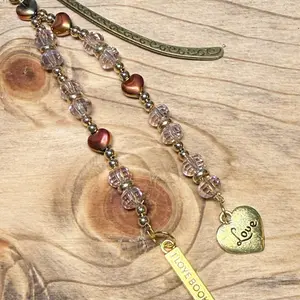 Blush and Bronze Love Story Custom Bookmark