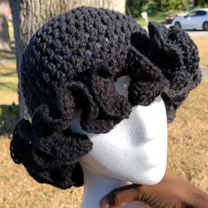 Black Ruffle Hat for Women - Fashion Accessory