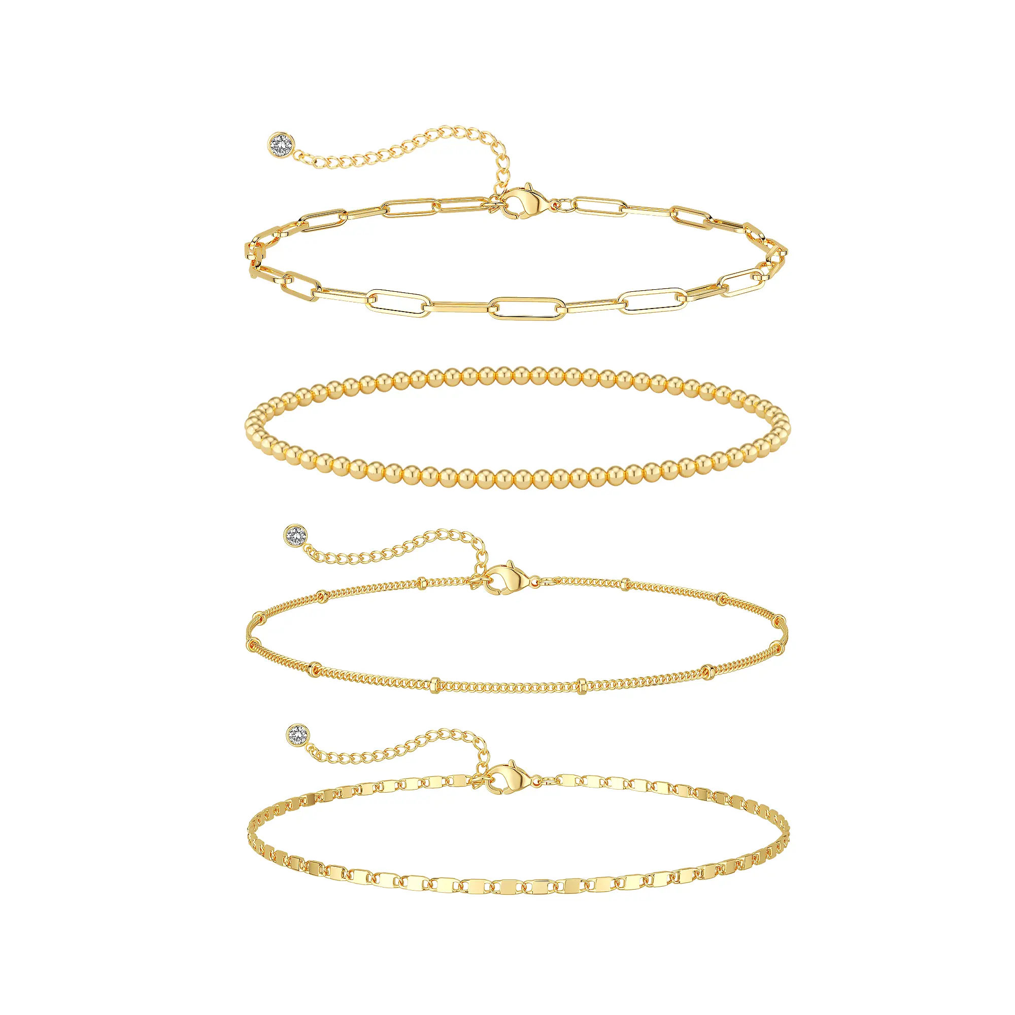 Tewiky Gold Anklet Stack for Women Summer Anklet Gold Anklet Set Cute Summer Foot Jewelry Elegant Layered Anklet Set SummerVibes