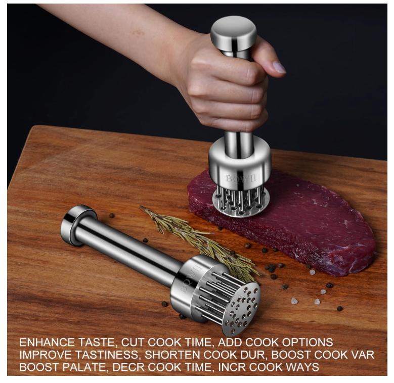 Stainless Steel Meat Tenderizer Tool with 21 Sharp Needles - A Meat Tenderizer Mallet for Chicken and Beef, Durable Meat Mallet Hammer, Easy-Grip Meat Hammer Tenderizer