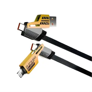 UpTech 1 4-in-1 Fast Charging Cable, 6ft Braided Multi-Connector Cable with PD 50W, USB-A & USB-C to Lightning, USB-C & Micro USB for Phones, Tablets, Power Banks