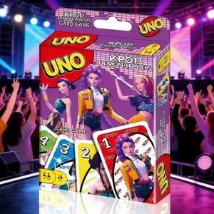 Uno X K-Pop Monster Girls Group Board Game, Ultra-Cool Card Game, Fun Party Activity, Multiplayer Card Game, Playing Cards Included