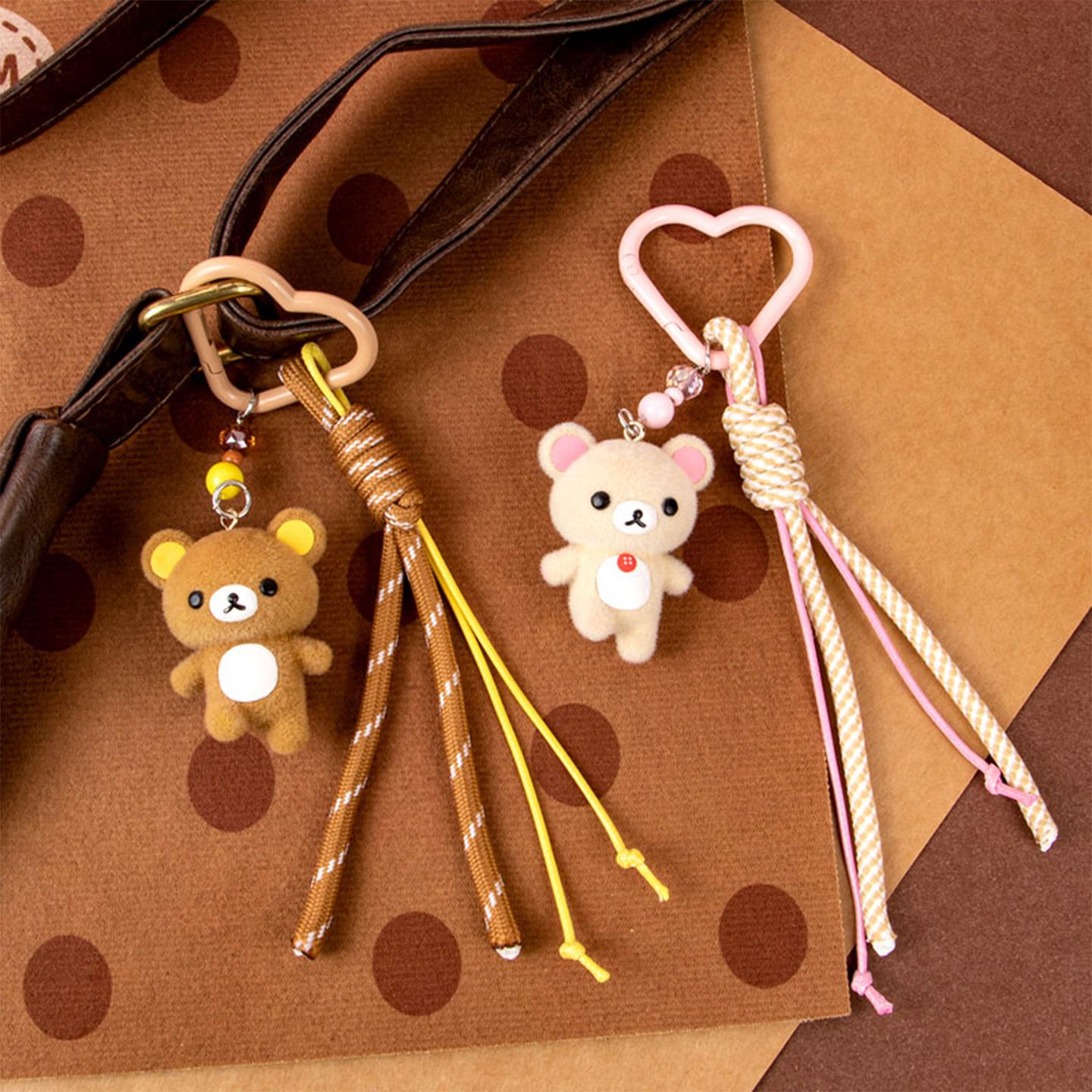 MINISO x Rilakkuma Everyday Series Heart Lock Keychain - Kawaii Aesthetic Knot Rope Charm Collectible, Bag Pendant, Bag Key Accessory, Keychain Accessory for Gifting, Bag Pendant Keychain，Back To School