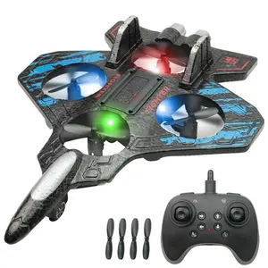 RC Jet Plane Toy for Kids Drone with LED Lights 360° Flip Remote Control Helicopter Toy