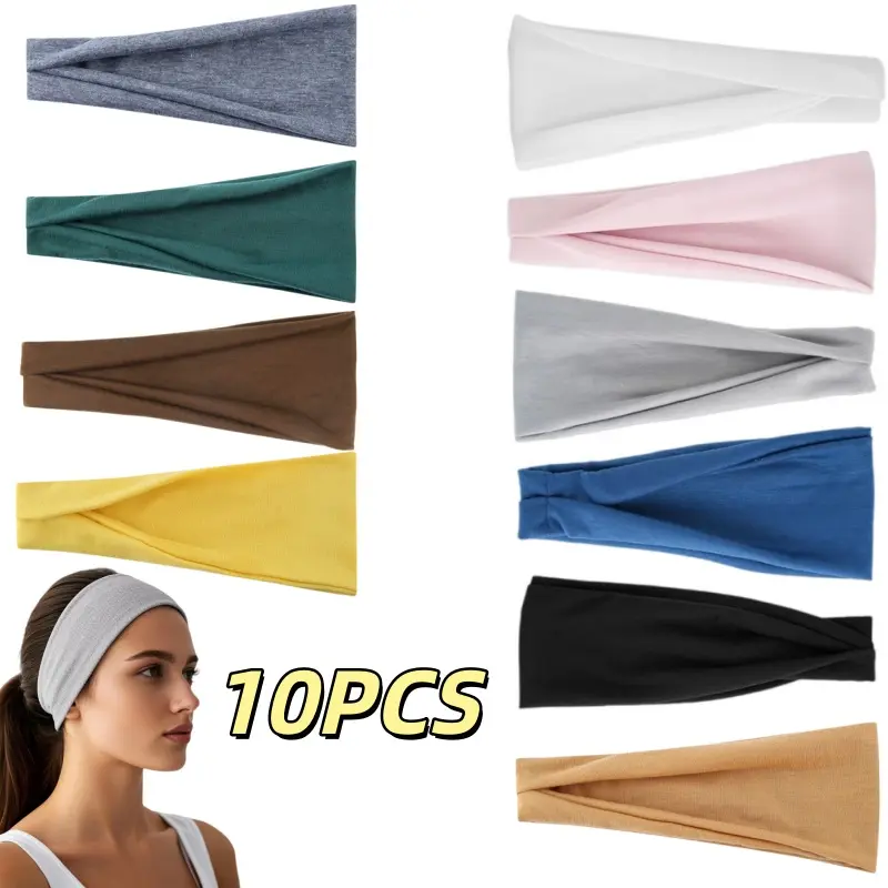 A Set of 10 Women'S Wide-Brimmed Headbands That Are Soft And Absorb Sweat, Providing Comfort And Being Gentle on The Skin Without Putting Pressure on The Head.They Are Ideal for Different Situations Like Everyday Use, Workouts, Jogging, And Yoga