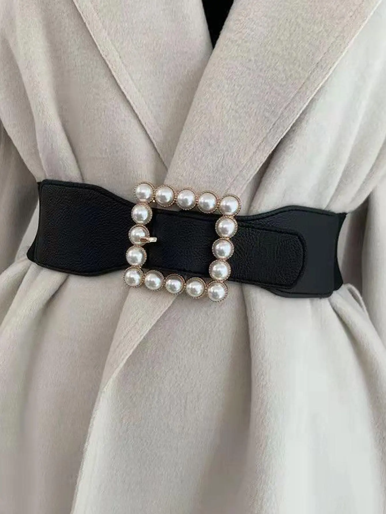 Elegant 1pc Women Faux Pearl Decor Fashion Belt For Dress Decoration Halloween Summer, School Fall, Autumn, Halloween