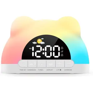 Wake Up Light  Clock for ,  Sleep  Clock with RGB Night Light, Sound Machine, Dual Alarms, Birthday  for Girls ,  Clock Stay in Bed, Bedroom
