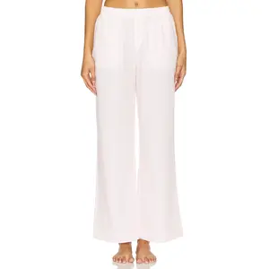 Frankies Bikinis Easy Poplin Sleep Pants in Pink Stripe