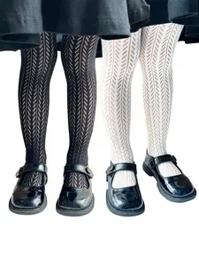 Girl's Heart Pattern  Tights, Cute Comfy Breathable Stretchy Tights for Daily Wear, Kid's Socks for All Seasons