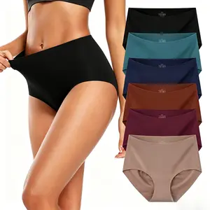 Women’s Smooth Seamless High-Waisted Panties, No Roll Tummy Control Invisible Underwear, Soft Stretchy Breathable Fabric, Basic Hip-Lifting Shaping Briefs, Plus Size Friendly, S-XXL, 4/6 Pack