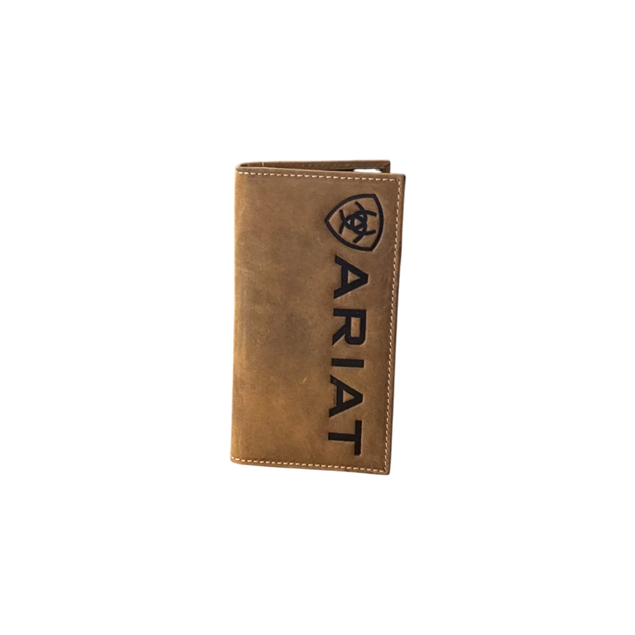 Ariat Men's Large Genuine Leather Rodeo Cowboy Western Wallet - Large Embossed Logo, Casual, Minimalist, Full Bill Slot, Card Slots, Everyday Use (Luggage & Bags, Men's Wallets)