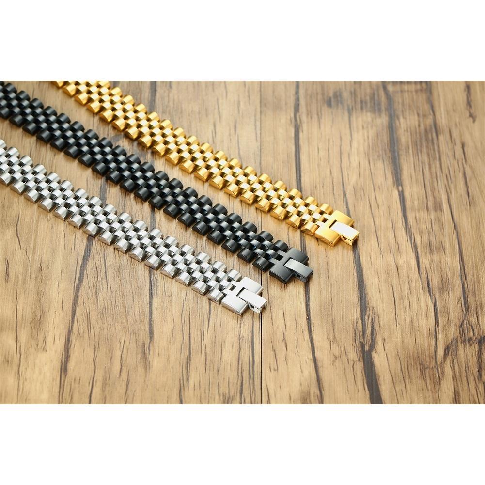 NOBLE BRACELET,MEN ROLLIE CHAIN LINK BRACELETS STAINLESS STEEL WATCHBAND WRISTBAND MEN LUXURY BAND JEWELRY