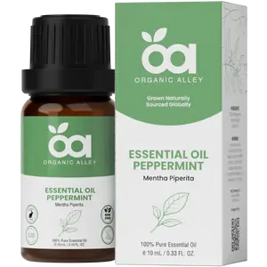 Peppermint Essential Oil by Organic Alley (10 mL) | 100% Pure Mentha Piperita Oil for Aromatherapy, Relaxation | Fresh Minty Scent