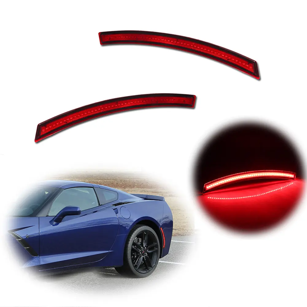 2PCS Red Lens LED Rear Bumper Side Marker lamps Lights for 2014 2015 2016 2017 2018 2019 Chevy Corvette C7,Replace OEM 22771196;22771197