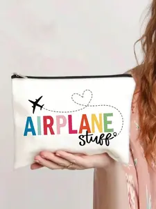Flight Attendant Theme Makeup Bag, Polyester Material, Multiple Color Options, Fun Travel Design for Daily Use, Perfect Gift for Friends and Teachers