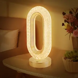 USB Crystal Table Lamp, Touch-Controlled LED Light With 3 Brightness Levels, Rechargeable and Compact, Perfect for Room Decoration or Nightlight USE in Bedrooms, Living Rooms, Home Offices, or as a Desk Ornament. Available in Gold