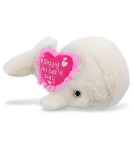 DOLLIBU Super-Soft Polyester Plush Stuffed Toy - 7" Small White Whale with Embroidered Heart, Mother's Day Gift for Wife, Novelty Ocean Animal, Happy Mother's Day Message, 1 DOLLIBU White Whale Stuffed Animal Plush Heart