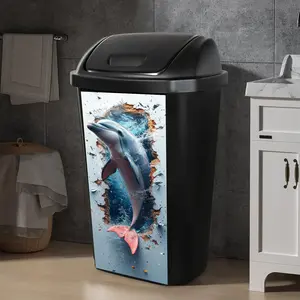 Dolphin Pattern Wall Sticker, Self-adhesive Decal, Waterproof Decorative Sticker for Trash Can, Living Room, Bedroom, Home Decoration