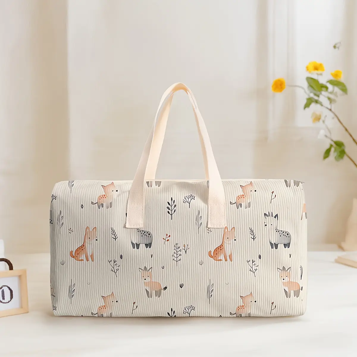 Large Capacity Portable Travel Bag Luggage Backpack, Small Animal Pattern Print, Casual Yoga Fitness Handbag, Ideal for Short Trips Weekend Outing Daily Commute, Travel Duffle Bag
