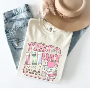 Test Day Teacher T-Shirt, Don’t Stress Do Your Best Tee, Retro Groovy School Testing T-Shirt, Motivational Teacher Graphic