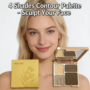 4 Color Contour Palette, 1 Box Long Lasting Matte Highlighter Palette, Smooth and Fine Powder, Natural Makeup Palette for Women & Girls, Bronzer
